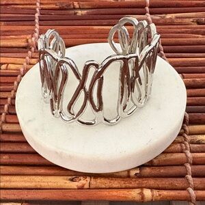 Cookie Lee Open Weave Silver Tone Cuff Bracelet